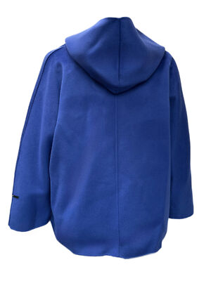 Pre-owned Marina Rinaldi Women's Blue Nove Hooded Wool Coat