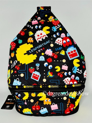 M✖️M✖️M LET&#39;S ENJOY” BAG LeSportsac Sling Bag in Pac-Man 1974 Warp Maze Travel Black