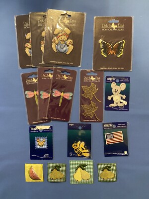 Wrights Appliqué- Lot Of 16 Mixed Bunnies- Butterfly-Dragonfly and More.