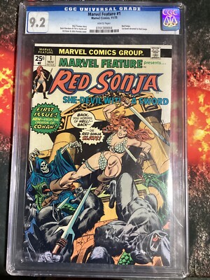 MARVEL FEATURE #1 Cgc 9.2 Key 1st Red Sonja Solo Series White Page NM Reholder ?