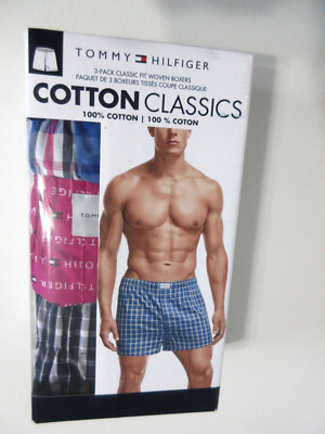 Tommy Hilfiger ~ 3-Pair Mens Woven Boxers Underwear 100% Cotton Classic Fit ~ S