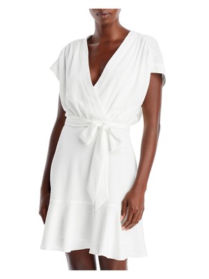 

BCBG MAXAZRIA Женское белое платье прямого кроя с открытой спиной и завязками на подкладке с рукавами-крылышками, Белый