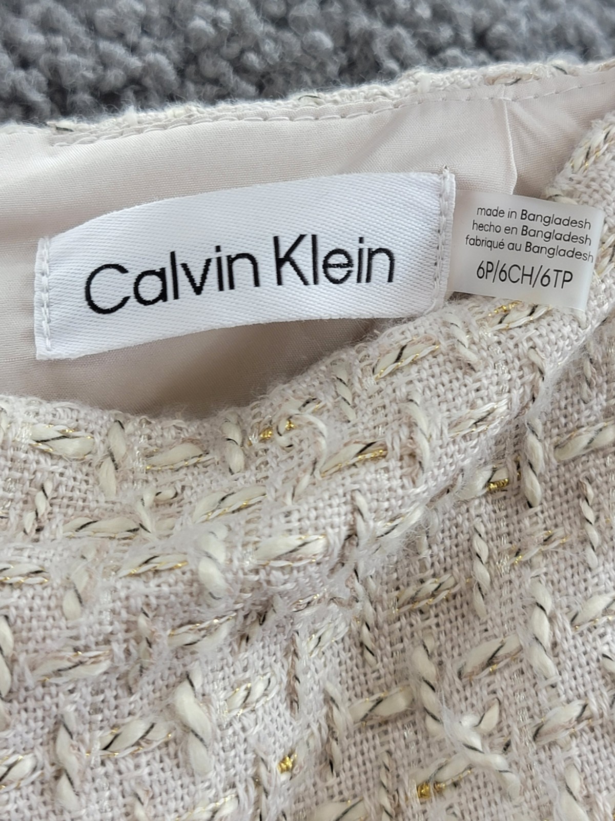 Calvin Klein Petite Tonal Tweed Pencil Skirt Women's 6P Nomad Multi Back Zip - Picture 7 of 14