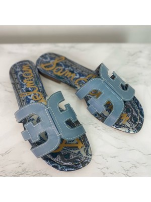 

SAM EDELMAN Женские темно-синие кожаные шлепанцы без застежек с вырезом и круглым носком, Navy, F6992LX
