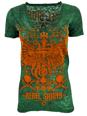 Rebel Saint by Affliction Women's T-shirt Socket Biker Tattoo