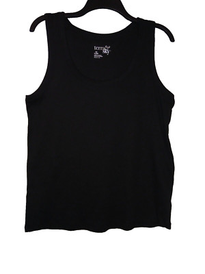 Terra & Sky Black Ribbed Tank Top Sizes 0x, 1x, 2x, 3x & 4x
