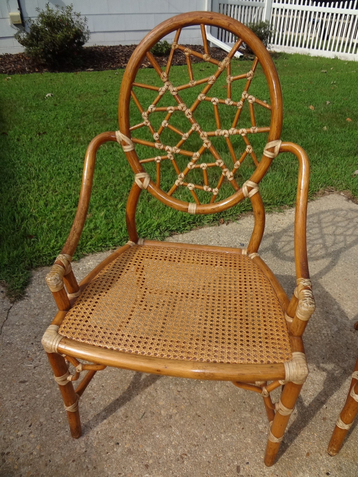 Set of 4 Vintage McGuire Cracked Ice Rattan Bamboo Chairs, All Original, Nice!