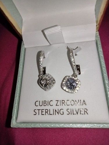 RACHEL ASHWELL Cubic Zirconia Dangle Earrings Sterling