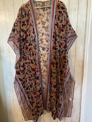 ARATTA  When I Close My Eyes Kimono Long Velvety Floral Burnout OS CottageCore