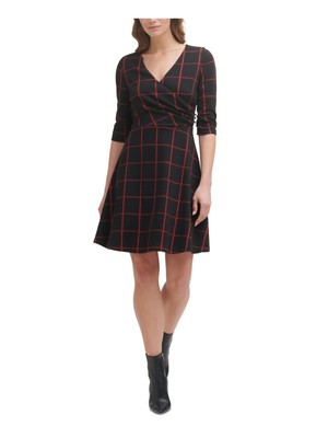 

Женское платье DKNY Black Tie At с рукавами на пуговицах и рукавами до локтя + расклешенное платье, Черный