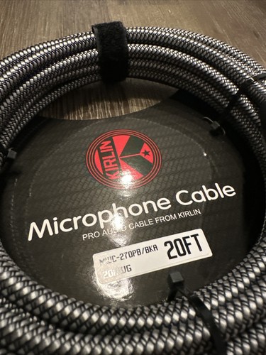 XLR Microphone Cable - Woven Charcoal Gray 20ft Kirlin Male to Female-20AWG New