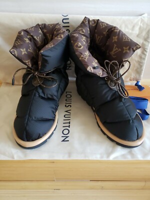Louis VUITTON SKI PILLOW  BOOT NYLON BLACK MONOGRAM CANVAS 40=10 NEW
