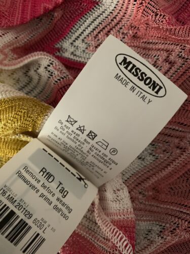 Pre-owned Missoni Authentic  Mare Zigzag Short Beach Dress Tunic Cover-up Sz L $1000 In Multicolor