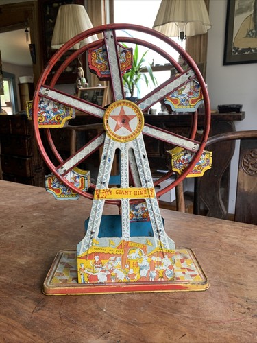 Ohio Art Co Vintage Tin  Ferris Wheel Toy In Working Condition 1930s-50s
