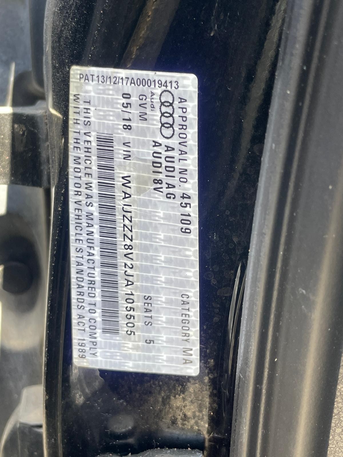 2018 Audi A3 /S3/RS3 8V 03/2013-10/2020 LEFT REAR DOOR HATCH image 5