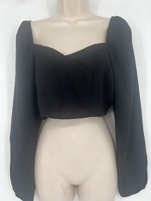 Women s Vero Moda Saga Sweetheart Neck Crop Top Black Size Medium
