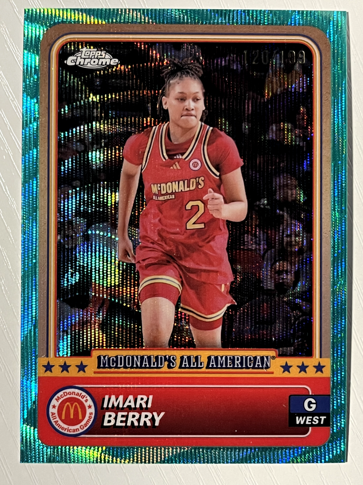 Imari Berry 2024 Topps Chrome McDonald's AA Aqua Wave Refractor 120/199