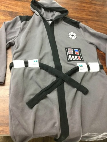STAR WARS Youth Grey Fleece Imperial Uniform Hooded Bathroom Robe Size S (17)