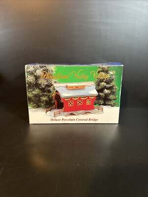 Heartland Valley Christmas Village Deluxe Porcelain Covered Bridge