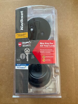 (1) Kwikset 660RDT Matte Black Single Cylinder Deadbolt with Smartkey Security