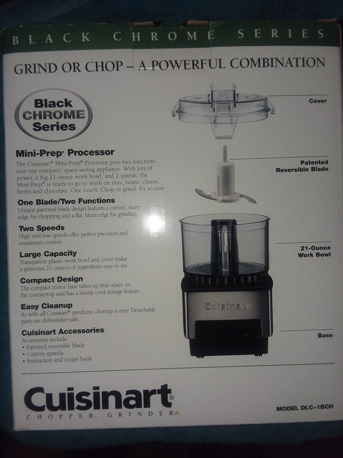 NEW Cuisinart Mini-Prep Food Processor Black Chrome Series 21 Oz DLC-1BCH NIB