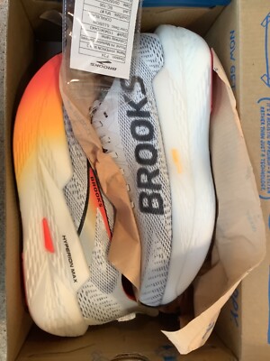 #NEW# Size 7 - Brooks Hyperion Max 2 White & Fiery Coral Orange Pop 