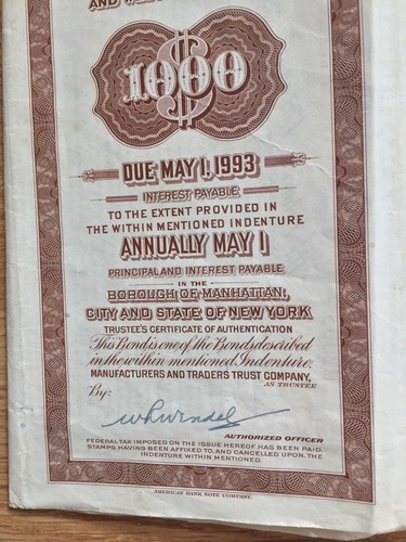 The Delaware, Lackawanna And Western Railroad Co Income Mortgage Bond 1942