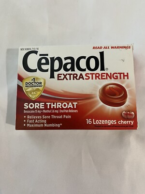 Cepacol Extra Strength 16 Count Sore Throat Cherry Lozenges  exp 12/2023