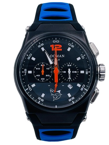Pre-owned Locman Mare Chrono Pvd 555kkbl/549 44mm Rubber Discounted