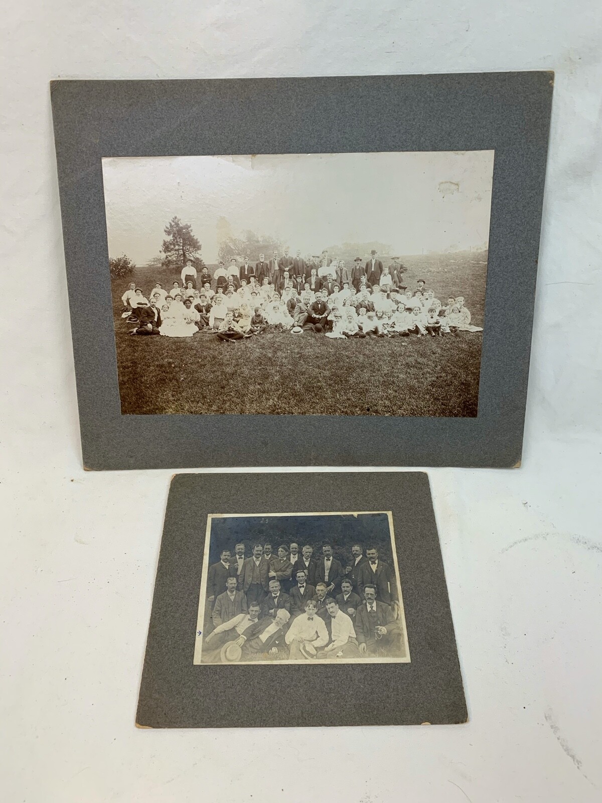 Vintage early 1900's Family Photo Outside 8x10 and 4 3/4 x 3