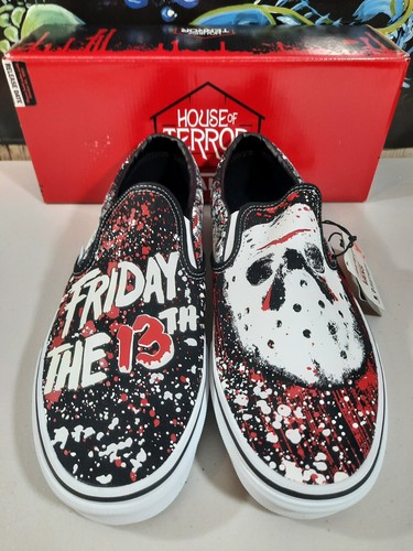 Pre-owned Vans X Friday The 13th Jason Voorhees Classic Slip On-glow In The Dark Sz 13