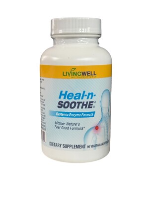 LIVING WELL HEAL N SOOTHE  DIETARY SUPPLEMENT 90 VEGETARIAN CAPSULES 8/26 Exp.