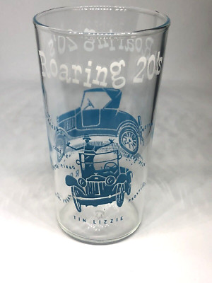 Vtg Roaring 20 s 1929 Plymouth Car Peanut Butter Drinking Glass Anchor Hocking