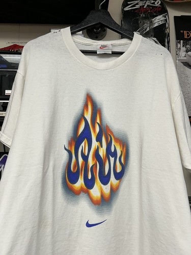 Vintage Nike Air Bakin Flame Banned Shirt 90s White Tag Tee L/XL
