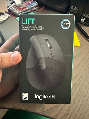 New Logitech Lift Vertical Ergonomic Mouse 2.4GHz Wireless Bluetooth (Graphite)