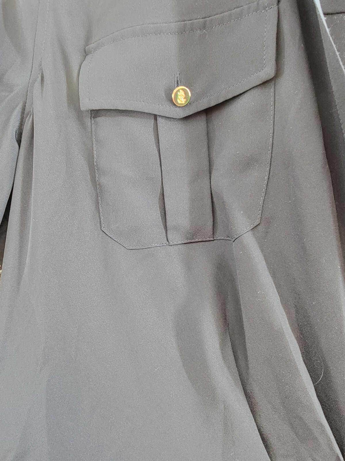 Lauren Ralph Lauren Crepe Shirtdress Women's 10 Navy Collared Side Zip Closure - Picture 10 of 19