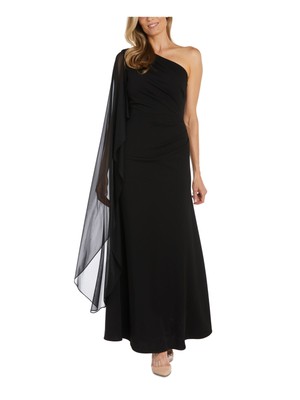NIGHTWAY Womens Black Cape Sleeve Lined Full-Length Formal Gown Dress 8