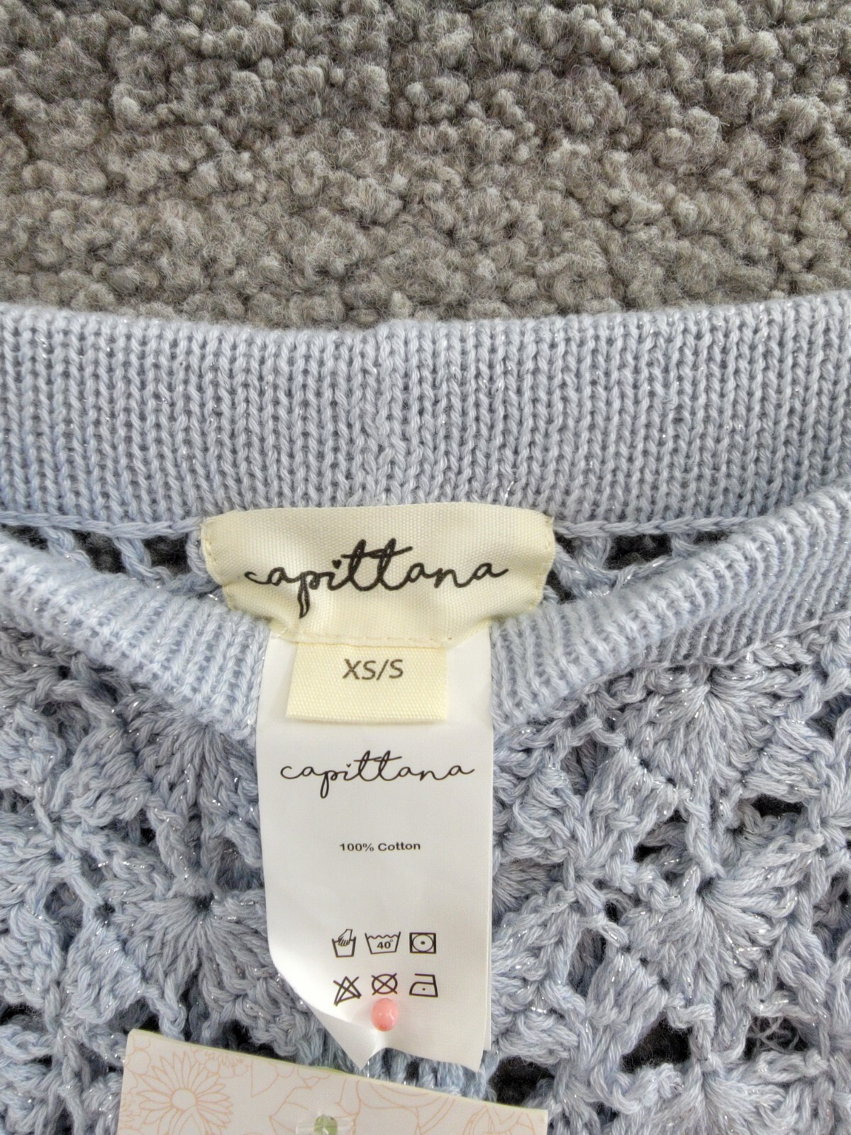Capittana Crochet Pants Beachwear Cover-up Women's XS/S Light Blue Pull-On + - Picture 13 of 14