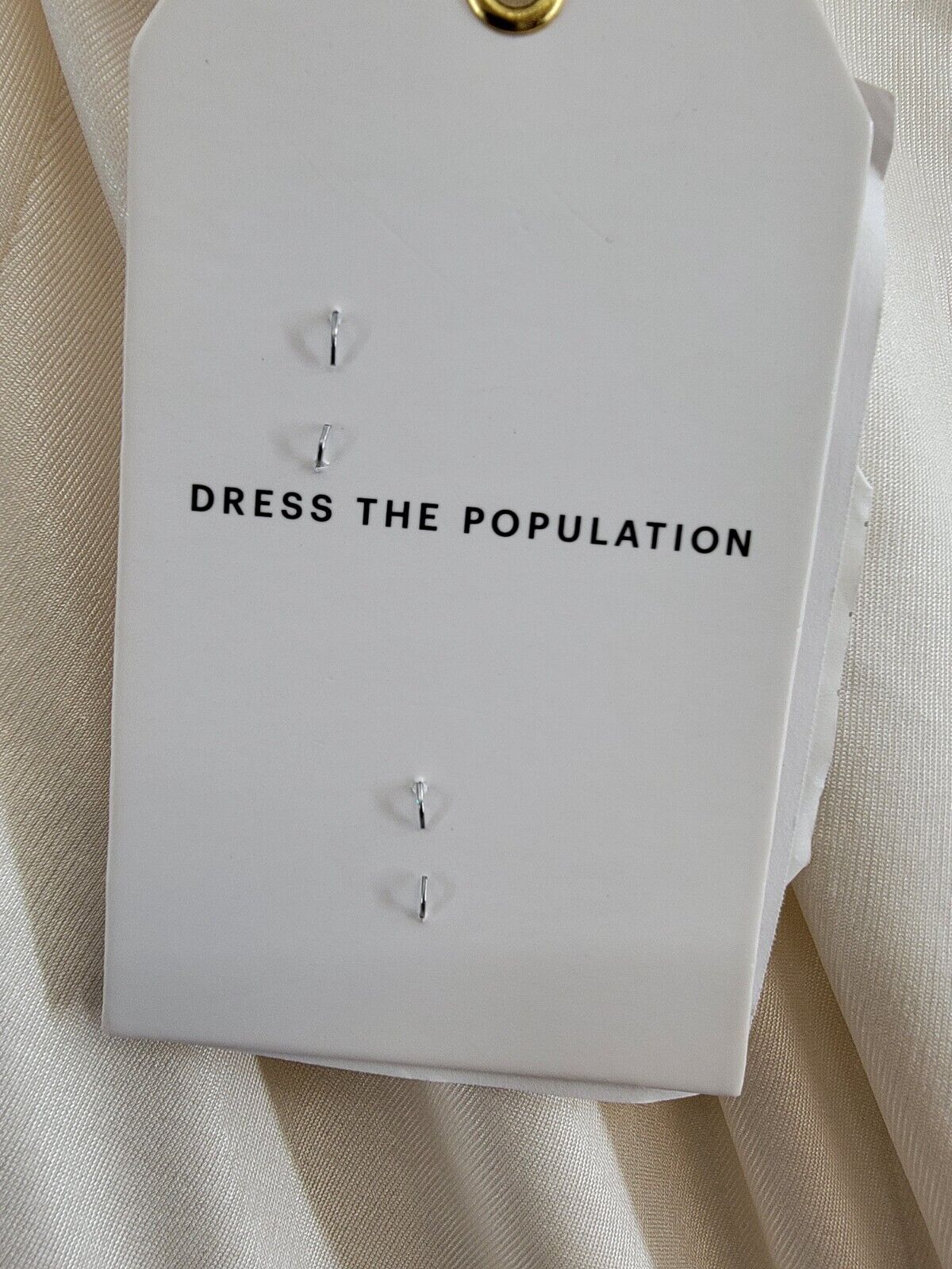 Dress the Population Krista Plunge Neck Side Slit Gown Women's XS Ivory Back Zip - Picture 16 of 17