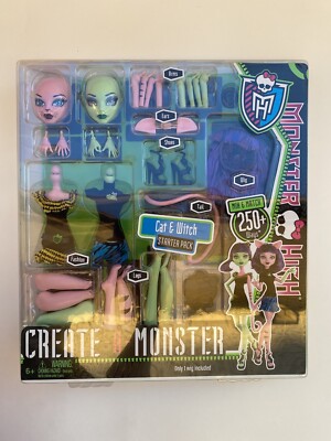 2011 MIB MONSTER HIGH CREATE-A-MONSTER CAT & WITCH STARTER PACK SET Mattel Rare