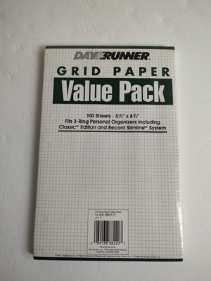 New Day Runner Grid Paper 100 Sheets 3 Ring 5 1/2'' x 8 1/2'' 