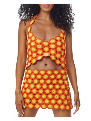 

SIMON MILLER Женский оранжевый укороченный топ без рукавов со спиной-борцовкой и вырезом сердечком