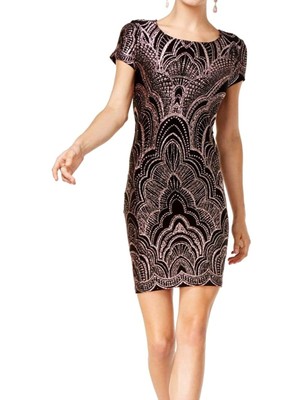 Короткое коктейльное облегающее платье JUMP Womens черного цвета с коротким рукавом XS