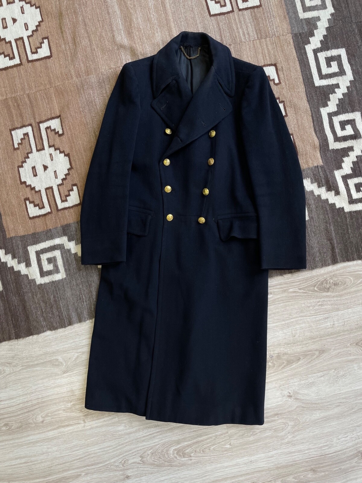 Army WWII Military Vintage 40s Double Breasted Navy Heavy
