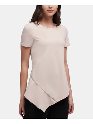 

DKNY Женская розовая футболка с круглым вырезом и короткими рукавами на молнии Размер, Розовый