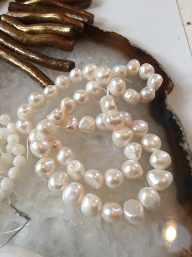 Beads Bamboo Coral,  Freshwater Pearls, Shell , Natural - 6 St