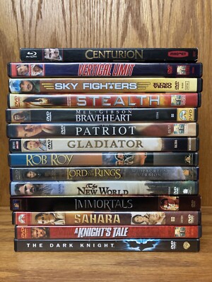 14 DVD Centurion Gladiator Immortals Dark Knight Lord Rings Rob Roy Patriot Sky