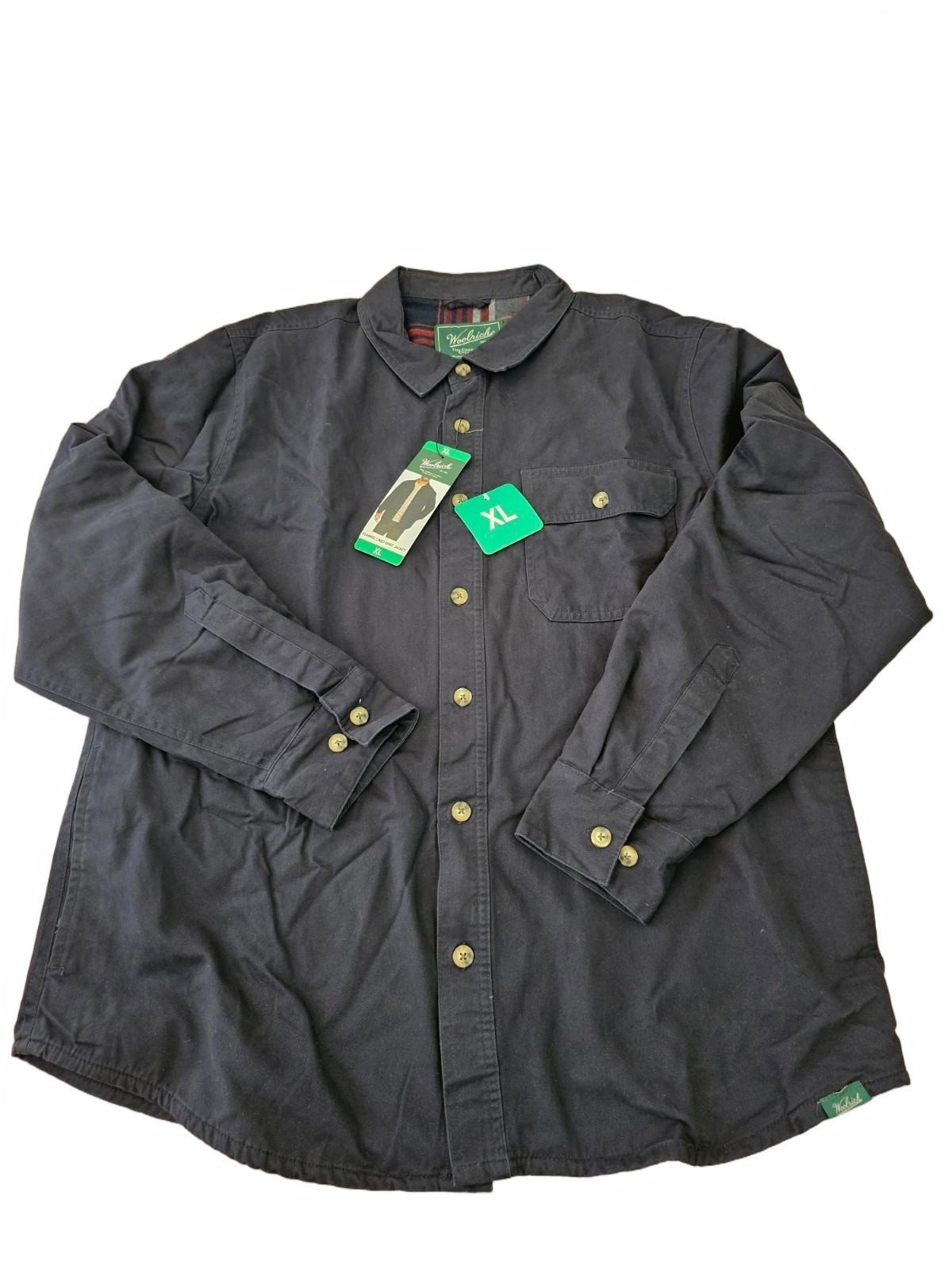 Woolrich Mens Flannel Lined Shirt Jacket - BLUE  - X-LARGE