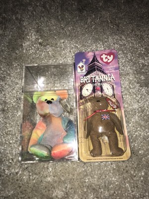 Brittania The Bear ERROR Beanie + Rare Vintage Multi Color TY Garcia Bear