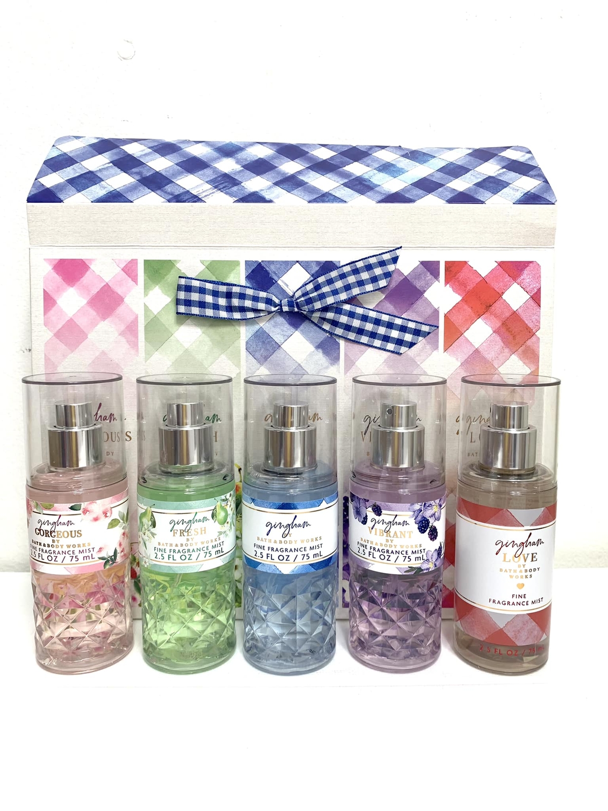 5PCS BATH & BODY WORKS GINGHAM TRAVEL SIZE FINE FRAGRANCE MI